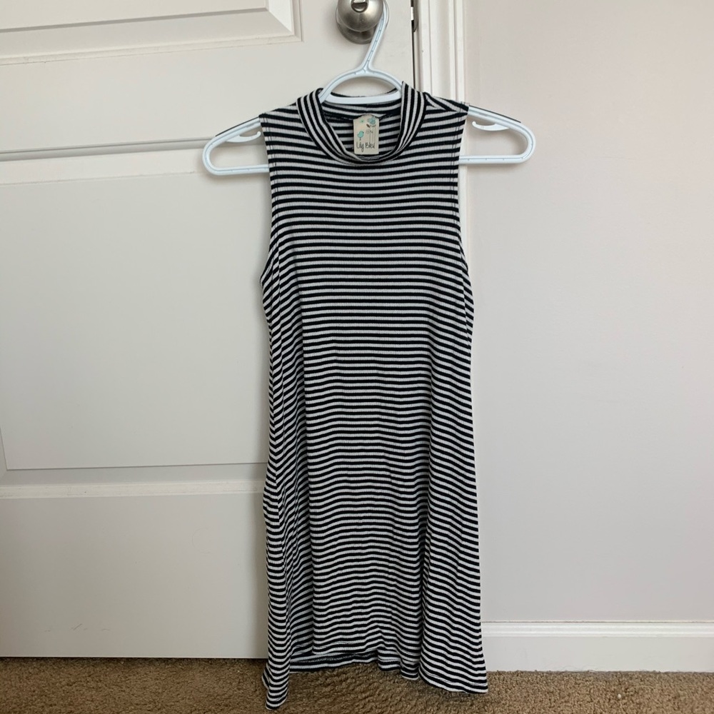 black and white striped dress